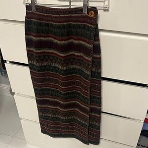 RTW Multicolor Wool blend Patterned Wrap Skirt